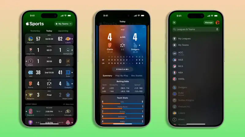 Apple Introduces Apple Sports for iPhone with Live Scores, Stats, and Betting Odds